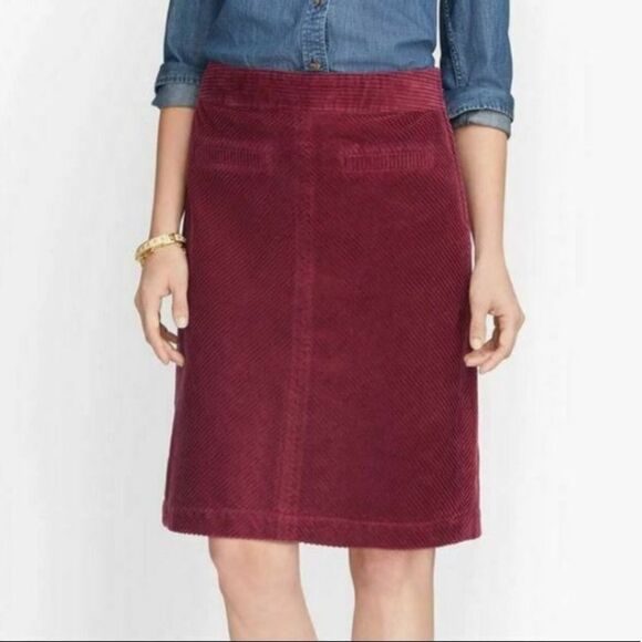 Talbots 14P Burgundy Corduroy Cotton Pencil Skirt - Picture 1 of 14